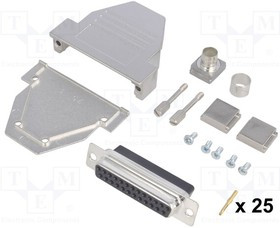 DCRP25-DBCS-CF65, Разъем D-Sub; PIN: 25; вилка; "мама"; обжим; на провод; черный DCRP25-DBCS-CF65, Разъем D-Sub; PIN: 25; вилка; "мама"; обжим; на провод; черный