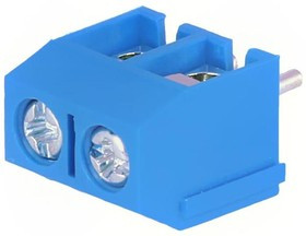 TB-5.0-P-2P/BL, Зажимная рейка для печатных плат, угловой 90°, 5мм, на PCB, 16А TB-5.0-P-2P/BL, Зажимная рейка для печатных плат, угловой 90°, 5мм, на PCB, 16А