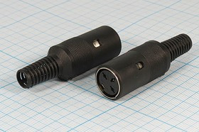 Гнездо DIN, 3HP+1C, на кабель, пластиковый хвост, DN-3F; №9109 гн DIN\ 3HP+1C\каб\пл хвост\\DN-3F\