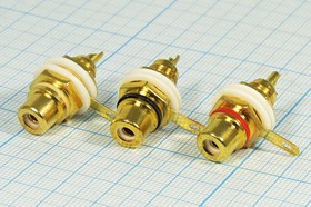 Разъем RCA розетка, на блок изолирующий, Au, черный