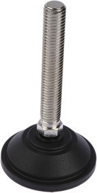 A090/020, M12 PA Reinforced Nylon Adjustable Foot, 600kg Static Load Capacity 10° Tilt Angle