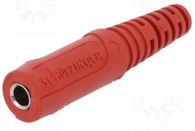 KU92LNI-RT, Гнездо, "банан" 4мм, 10А, 70ВDC, красный, никелированные, d: 2мм