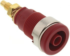 972354101, Red Female Banana Socket, 4 mm Connector, Solder Termination, 32A, 1000V ac/dc, Gold