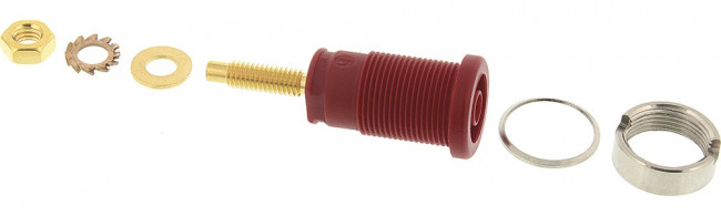 972354101, Red Female Banana Socket, 4 mm Connector, Solder Termination, 32A, 1000V ac/dc, Gold