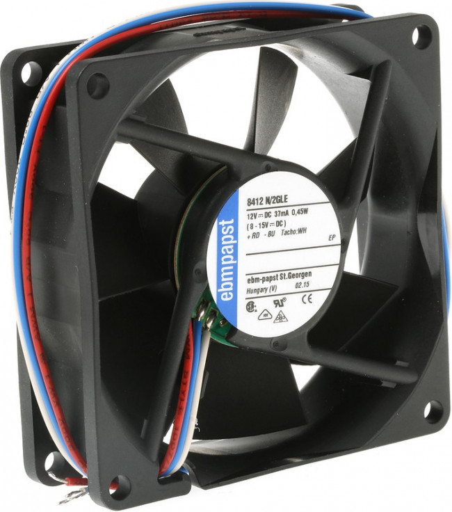 8412N/2GLE, Осевой Вентилятор, серия 8400N, 12 В, Square, 80 мм, 25 мм, Скольжения, 19.4 фут³/мин 8412N/2GLE, Осевой Вентилятор, серия 8400N, 12 В, Square, 80 мм, 25 мм, Скольжения, 19.4 фут³/мин