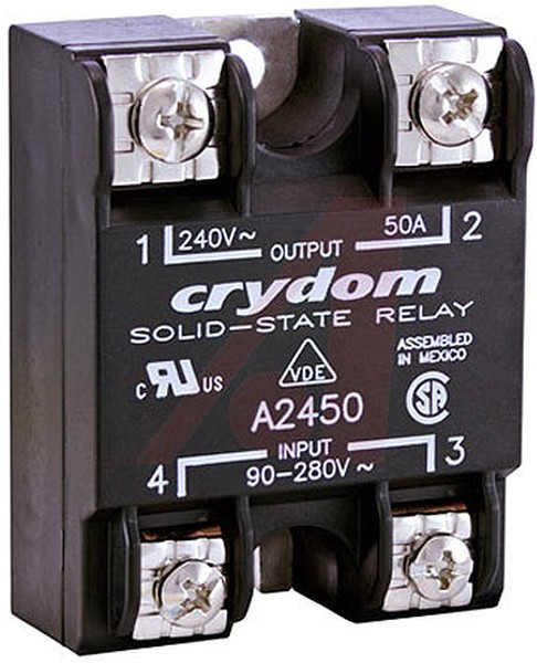 A2450PG, Solid State Relays - Industrial Mount SSR Relay, Panel Mount, IP00, 280VAC/50A, 90-280VAC In, Zero Cross, LED, IOP A2450PG, Solid State Relays - Industrial Mount SSR Relay, Panel Mount, IP00, 280VAC/50A, 90-280VAC In, Zero Cross, LED, IOP
