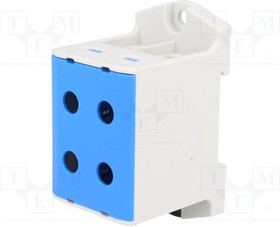 T022095.B, Соединитель: на рейку, 6-95мм2, Кол-во полюс: 1, клеммы: 4, синий