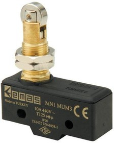 MN1MUM3, Микропереключатель 10А 250VAC с плунжером