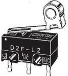 D2F-FL2-A, Switch Snap Action N.O./N.C. SPDT Hinge Roller Lever 3A 125VAC 30VDC 0.39N Thru-Hole PC Pins