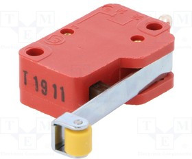 1006.1001, Микропереключатель SNAP ACTION, с рычагом, SPDT, 10A/400ВAC