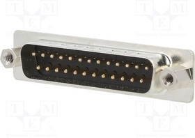 DB25-SP-J, Разъем D-Sub; PIN: 25; вилка; "папа"; на провод; пайка; Цвет: черный