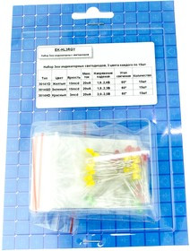 EK-HL3RGY, Набор индикаторных светодиодов 3мм (3 цвета по 15 шт) EK-HL3RGY, Набор индикаторных светодиодов 3мм (3 цвета по 15 шт)