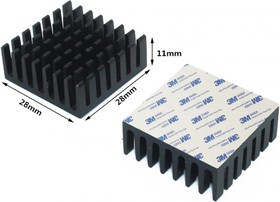 Аллюминиевый радиатор 28х28х10 мм с термоскотчем