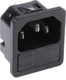 6200.4310, Разъем: питания AC, гнездо, "папа", 10А, 250ВAC, IEC 60320