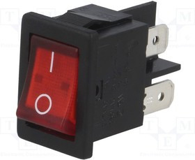 AE-H8553VBNAM, ROCKER; DPST; Pos: 2; ON-OFF; 10A/250VAC; red; neon lamp; 230V; 8500