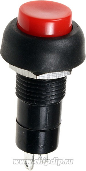 PB-10BR1-G, Кнопка без фиксации на замыкание 0.5А 250В круглая М10 -красный-