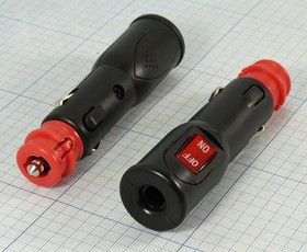 Штекер в прикуриватель универсальный со съёмным наконечником под диаметры 12 и 18 и 20мм, с выключателем; №11023 штек пит прикур d12/18/20\2