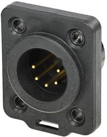 NC5MDX-TOP, XLR Connectors 5P M Panel Mnt Rcpt Nickel/Gold TOP