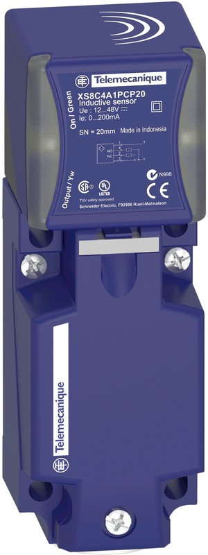 XS8C4A4PCP20, Индуктивный бесконтактный датчик, прямоугольный, OsiSense XS, не плоский, 40мм, PNP, 12-48В, M20 XS8C4A4PCP20, Индуктивный бесконтактный датчик, прямоугольный, OsiSense XS, не плоский, 40мм, PNP, 12-48В, M20