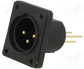 CP30061, Гнездо, XLR, "папа", PIN: 3, прямой, герметичный, THT, позолота, 5А