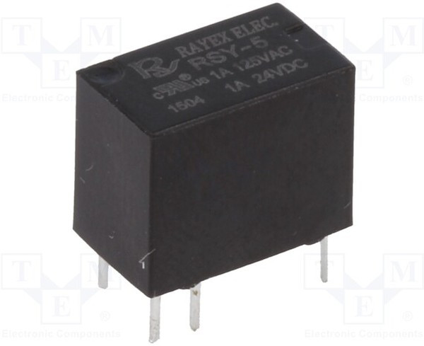 RSY-5, Реле: электромагнитное, SPDT, Uобмотки: 5ВDC, 0,5A/125ВAC, PCB RSY-5, Реле: электромагнитное, SPDT, Uобмотки: 5ВDC, 0,5A/125ВAC, PCB