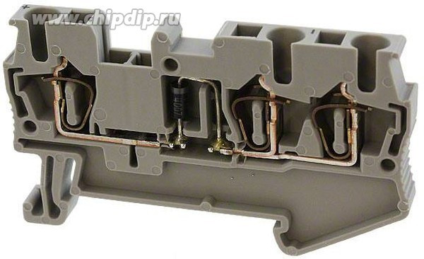 Клемма проходная ST 2,5-TWIN /5,2mm, пружинная, 3 присоед., 2,5(max 4)mm2, 24A, 800V, серая Клемма проходная ST 2,5-TWIN /5,2mm, пружинная, 3 присоед., 2,5(max 4)mm2, 24A, 800V, серая