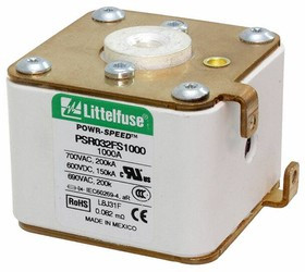 PSR032FS1000Z, Fuse Square Body Fast Acting 1000A 700V Flush Mount 60 X 50mm Ceramic