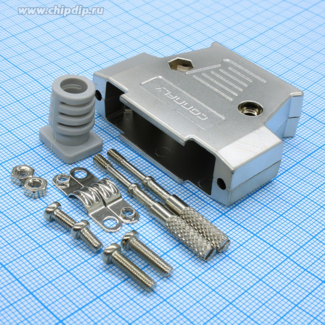 DS1047-25, Корпус к разъему 25 pin D-SUB металл (длинный винт) DS1047-25, Корпус к разъему 25 pin D-SUB металл (длинный винт)