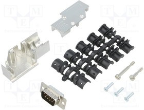 DCMR-FK-09-DBP-K, D-Sub; PIN: 9; plug; male; angled 90°; soldering; for cable; black