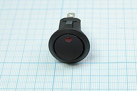 Выключатель клавишный, 3T, 6А, ON-OFF, d20, с подсветкой красной СД, QKCDZ1-101EN8R/3P/220; №1263RZ ПКл\\ 6\ON-OFF\\чер\ ILкрСД\\\QKCDZ1-101