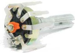 Резистор переменный, поворотный 20кОм, линейность B, ширина 17мм, вал и размеры KC6x25, F-17SPD