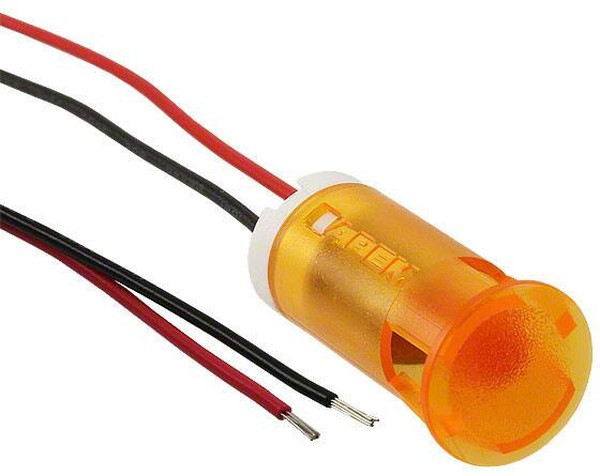 QS123XXO24, LED Panel Mount Indicators 12mm Wires Orange 24V