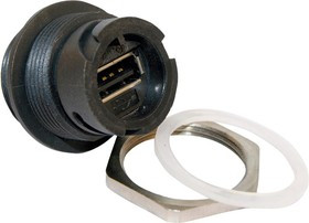 17-200611, Адаптер USB, Гнездо USB Типа A, Гнездо USB Типа A, USB 2.0, IP67, Медный Сплав