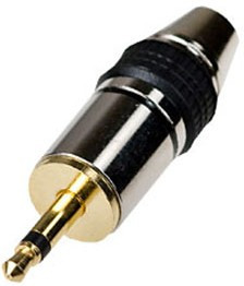 1-052G, штекер аудио 3.5мм моно металл на кабель d=до 5.0мм "позолоченный"