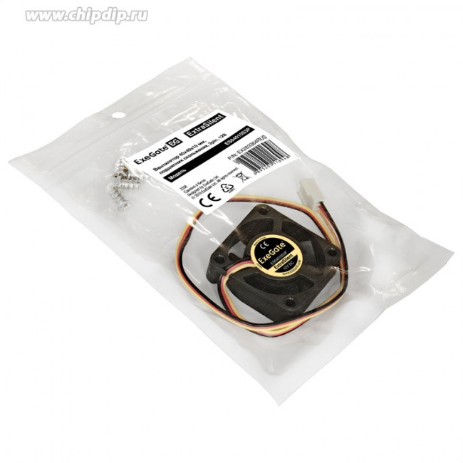 EX283364RUS, Вентилятор 12В DC ExeGate ExtraSilent ES04010S3P (40x40x10 мм, Sleeve bearing (подшипник скольжения), 3pin, 4000RPM, 19dBA) EX283364RUS, Вентилятор 12В DC ExeGate ExtraSilent ES04010S3P (40x40x10 мм, Sleeve bearing (подшипник скольжения), 3pin, 4000RPM, 19dBA)