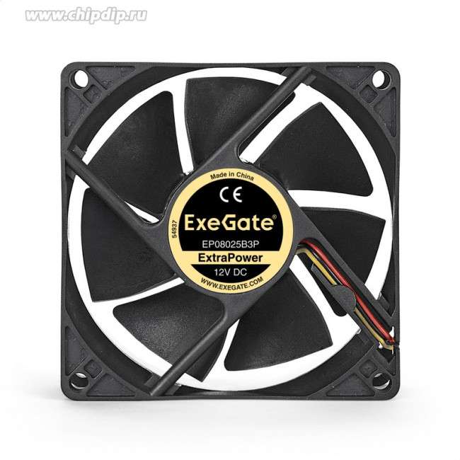 EX288925RUS, Вентилятор 12В DC ExeGate ExtraPower EP08025B3P (80x80x25 мм, 2-Ball (двойной шарикоподшипник), 3pin, 2900RPM, 29.5dBA) EX288925RUS, Вентилятор 12В DC ExeGate ExtraPower EP08025B3P (80x80x25 мм, 2-Ball (двойной шарикоподшипник), 3pin, 2900RPM, 29.5dBA)