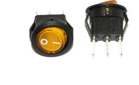 SMRS-102-2C3-Y, Переключатель ON-ON (3A 250VAC) SPDT 3P, желтая клавиша