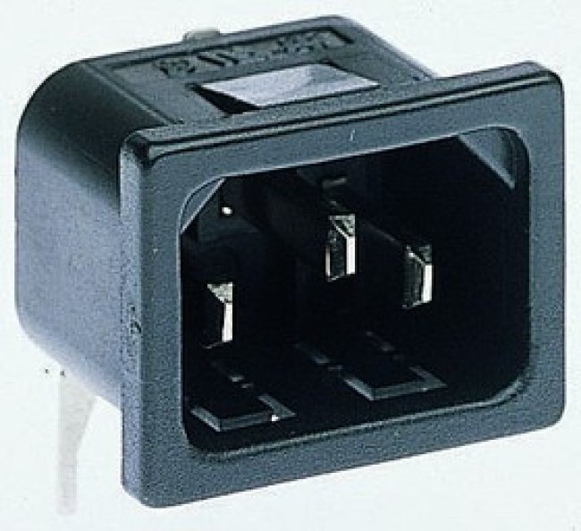 PX0575/15/PC, C14 Right Angle Snap-In IEC Connector Male, 10A, 250 V