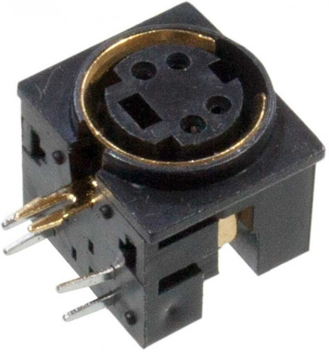 1-480G, разъем mini DIN 4 контакта (s-vhs) гнездо пластик на плату, позол.