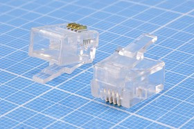 Штекер телефонный 6P4C, каб/обж, TP6P4C[RJ-11]; №845 штек телеф 6P4C\\каб/обж\ TP6P4C[RJ-11]