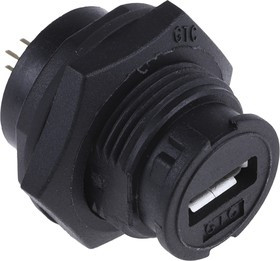 Straight, Panel Mount, Socket Type Micro AB IP67 USB Connector Straight, Panel Mount, Socket Type Micro AB IP67 USB Connector