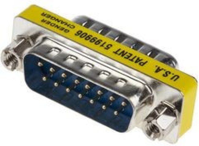 218217, D-Sub Adapter, Silver, D-Sub 9-Pin Plug / D-Sub 15-Pin Plug