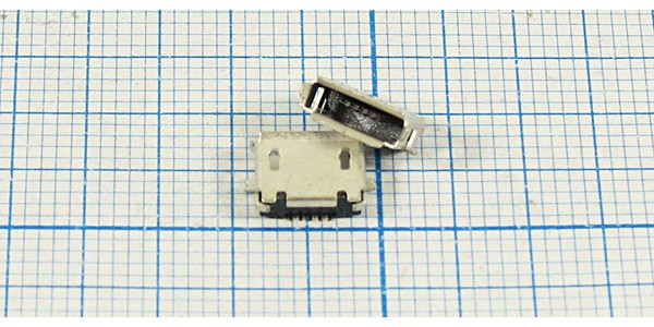 Гнездо micro USB, Тип AB, угловое, 5 контактов, SMD на плату; №12637 гн microUSB \AB\5P2C\плат\ угл\SMD\microUSB AB-5S