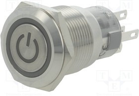 V19-21ET-24R-S, Переключатель: антивандальный, Пол: 2, SPDT, 0,5A/220ВAC, 1A/24ВDC