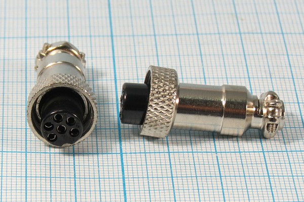 Гнездо микрофонное MIC12 на кабель, 6 контактов, соединительная резьба М12, XS12JK-6P-F; Q-14495 гн мик MIC12\6P\каб\ М12\\XS12JK-6P-F