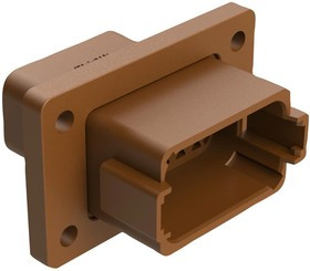 AT04-12PD-L012, 12 POSITION RECEPTACLE FLANGE MOUNT CONNECTOR, PIN, BROWN, KEYED D 98AC8317