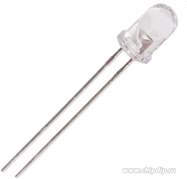 L-53MBC, Светодиод 5мм/синий/455нм/50- 150мкд/прозрачный/16°