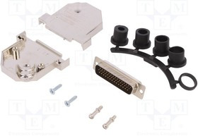 D45NT09-M-HDP44-K, D-Sub HD; PIN: 44; plug; male; soldering; for cable; black