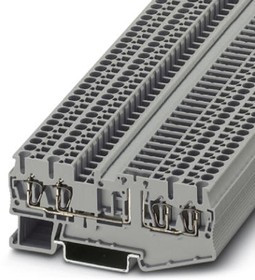 3038451, ST 2.5-QUATTRO-TG Series Grey DIN Rail Terminal Block, Single-Level, Spring Clamp Termination