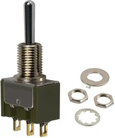 M2018SS1G01, Switch Toggle (ON) OFF (ON) SPDT Small Bat Lever Solder Lug 0.1A 28VAC 28VDC 0.4VA Panel Mount with Threads M2018SS1G01, Switch Toggle (ON) OFF (ON) SPDT Small Bat Lever Solder Lug 0.1A 28VAC 28VDC 0.4VA Panel Mount with Threads